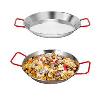 GZKDKZB Paellera española de Acero Inoxidable - Olla Antiadherente para freír mariscos, Calentamiento Uniforme, Herramienta versátil para Cocina casera, Restaurante, Camping (Mango Rojo, 2