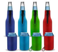 GZkushi 4 enfriadores de botellas de cerveza, enfriadores de botellas de cerveza, de neopreno, con 4 unidades de enfriador de latas de 330 ml y 2 abridores de botellas, adecuado para personas que