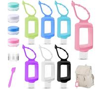 GZkushi 7 botellas de viaje de silicona de 60 ml, con 5 unidades de 10 g de crema facial, cajas de viaje para accesorios de viaje en el aeropuerto para hoteles, viajes, actividades al aire libre