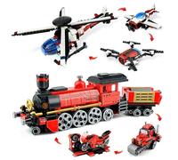GZLCEU 2 unidades 3 en 1 avión de tren, juego de bloques de construcción para 6, 7, 8 y 9 años de edad, adultos (trenes/motocicletas/rodillos de carretera/helicópteros/aviones de hélice/aviones no