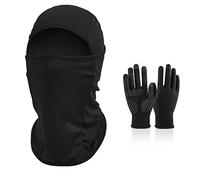 GZLCEU Pasamontañas de 1 pieza, cortavientos, transpirable, pasamontañas, con 1 par de guantes de invierno, para deportes al aire libre, ciclismo, snowboard, esquí, motocicleta, Negro , M
