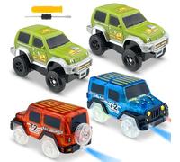 GZLCRU 4 Pcs Magic Tracks Cars Set, Track Race Car, Magic Coches mit 1 Pcs Destornillador para 3 4 5 Niños Accesorios de Pista Compatible con La Mayoría De Pistas