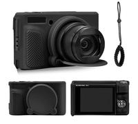 GZLFH Funda de silicona para cámara Canon Powershot SX740/SX730 HS, funda blanda con diseño resistente a los arañazos, tapa de objetivo extraíble, equipada con cordón, color negro
