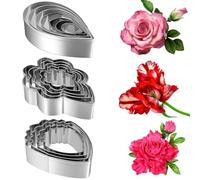 GZLFH Moldes para galletas, diseño de flores, acero inoxidable, 16 unidades