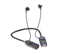 GZLMMY Auriculares Bluetooth con banda para el cuello con diseño magnético, sonido HiFi, reproducción de tarjeta TF y pantalla LED para transmisión en vivo, karaoke, juegos (negro)