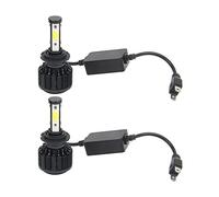 GZLMMY Kit de conversión todo en uno de bombillas LED para faros delanteros, 8000 lúmenes, 6000 K, blanco frío, chips COB impermeables, luz delantera de coche, haz alto/bajo (H7, negro)