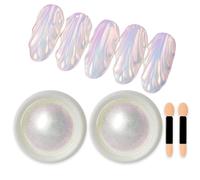 GZMAYUEN Efecto Perlado Polvo Uñas Chrome Powder Nails, Efecto Espejo/Perla/Sirena/Aurora Polvo para Uñas Nail Chrome Powder Manicura Nail Art 2Jars