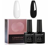 GZMAYUEN Esmalte Semipermanente Negro y Blanco UV Pintaunas Gel 10ML Negro Esmaltes Blanco Vernis Gel Blanco Negro UV Gel Polish Set