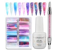 GZMAYUEN Foil Para Uñas Pegamento Kit Papel Transfer 15ML Nail Foil Gel y Cielo Estrellado Papel Transferencia Uñas Foils Decoracion Uñas Nail Art Transfer Foil Glue 1 Box Foil Pegatinas Uñas