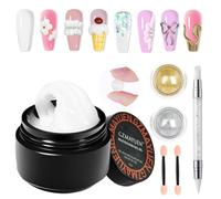 GZMAYUEN Gel Constructor Sólido para Uñas - 15ml Blanco Gel Constructor de Extensiones de Uñas, 2Pcs Polvo Cromado Dorado y Plateado para Manicura DIY