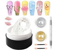 GZMAYUEN Gel Constructor Sólido para Uñas - 15ml Transparencia Gel Constructor de Extensiones de Uñas, 2Pcs Polvo Cromado Dorado y Plateado para Manicura DIY