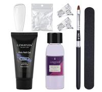GZMAYUEN Set de Uñas Poly, Gel Acrílico Transparente Poly Nail de 30ml para Uñas con Cepillo de Uñas y Puntas de Uñas, Gel de Extensión de Uñas para Principiantes