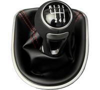 GZPARTB Gear Shift Boot Cover with Red Stitching for Seat Leon II, for Toledo III, for Altea XL 2005-2012, Black PU Leather (6 Speed)