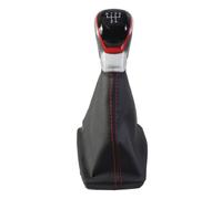 GZPARTB Leather Gear Shift Knob with Boot for A4 8E B6 B7 2000-2008, Manual Transmission Shifter, Black Leather with Red Stitching (5 Speed)