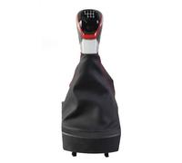 GZPARTB Manual Shift Knob for Seat, for Ibiza 2002-2010, Black Leather, Chrome and Red Trim, 12mm Thread (6 Speed)