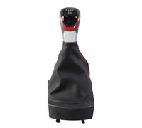 GZPARTB Manual Shift Knob for Seat, for Ibiza 2002-2010, Black Leather, Chrome and Red Trim, 12mm Thread (5 Speed)