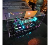 GZPKJ Reloj Fluorescente Cyberpunk, Reloj Nixie, 3 Teclas Táctiles, Cambio De Fecha, Visualización De Temperatura, Múltiples Modos De Degradado De Color, con Funda Antipolvo, Decoración Creativa