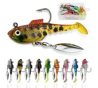 GZqiancang 10PCS Señuelos Pesca Spinning,Realista Señuelos Pesca Mar,Señuelos Spinning con Caja de Plástico para Trucha, Perca, Lucio, Cacho, Lucioperca