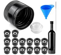 GZqiancang 15 boquillas para botellas de aceite, tapón de rosca, con boquilla para grasa con 1 embudo y cepillo de limpieza para aberturas de botellas con diámetro exterior de rosca de 30 mm