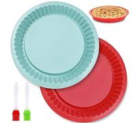 GZqiancang 2 Pieza Moldes Silicona Reposteria Redondo,26cm Antiadherente Molde Quiche Silicona con 2 Pinceles para Pasteles Tortitas Pizzas Tortilla