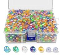 GZqiancang 2000 perlas de colores, perlas acrílicas de 8 mm con 2 rollos de hilo de 6 metros para bisutería DIY, pulseras, collares con caja de plástico