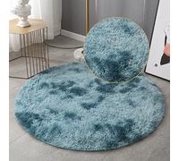GZQIAWY Alfombra Redonda Mullida Sala de Estar del Hogar, Dormitorio, HabitacióN para NiñOs Piso, DecoracióN, SalóN, Alfombra de Pila MáS Gruesa Tie Dye Azul Pavo Real 70 x 70cm