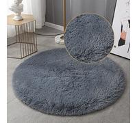 GZQIAWY Alfombra Redonda Mullida Sala de Estar del Hogar, Dormitorio, HabitacióN para NiñOs Piso, DecoracióN, SalóN, Alfombra de Pila MáS Gruesa Gris 95 x 95cm
