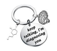 Gzrlyf Llavero psicólogo Keep Talking I'm Diagnosing You llavero psicología regalos para psicólogos - plateado - Large