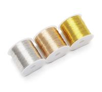 GZRXIOUS 100 m x 3 bobinas de alambre para joyas de 0,3 mm, oro plateado