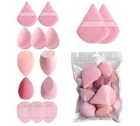 GZRXIOUS 14 Piezas Esponja Maquillaje Set - Borla Polvo para Base, Líquidos, Crema y Polvo, Makeup Sponge Natural, Accesorios Maquillaje Rosa