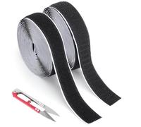 GZRXIOUS 2 PCS Cinta Autoadhesiva de Gancho y Bucle Extra Fuerte con 1 Tijeras, 20mm x 6m Negro, Cinta de Cierre Doble Cara, Recortable para Alfombras Cojines Sofá Mosquiteras