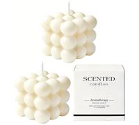 GZRXIOUS 2PCS vela de burbuja vela perfumada en forma de cubo de cera de soja natural vela decorativa cube-shaped scented candles con aroma a pera y fresia para salón dormitorio baño meditación regalo