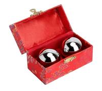 GZRXIOUS Bolas de Qi Gong de Metal 38 mm - Bolas Sonoras para Relajación y Meditación - Qi Gong para Principiantes y Personas Mayores - Bola Sonora con Caja de Regalo (Plateado)