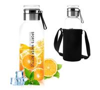 GZRXIOUS Botella de cristal de 1,5 litros, botella de agua, botella de agua de cristal con funda protectora, botella de té con colador, botellas de cristal con tapa de cristal utilizable