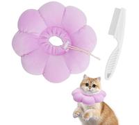 GZRXIOUS Collar Isabelino Gato Suave Anti Lamido, Collarin Gato con Peine Antipulgas, Collar Isabelino Ajustable para Gatos y Perros Pequeños, Collar de Recuperación Postoperatoria (Violeta, M)