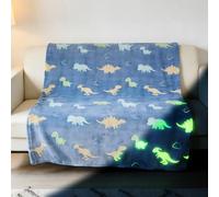 GZRXIOUS Manta con Dinosaurios, 127 X 152 cm, Manta Luminosa, Mantas Suave Y Mullida Que Brilla en la Oscuridad, para la Cama, El Salón, los Viajes O El Sofá