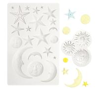 GZRXIOUS Moldes de Silicona para Plastilina, Moldes de Luna y Estrella Moldes de Silicona, Moldes Decoración para Tartas, Moldes para Fondant, Chocolate, Galletas, Repostería
