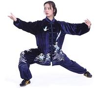 GZSLKSCD Uniformes Tradicionales Chinos de Tai Chi, Ropa de Tai Chi para Mujer, otoño e Invierno, Traje Bordado de Terciopelo Dorado Grueso, Ropa de Ejercicio para Hombre (Morado XL)