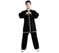 GZSLKSCD Uniformes Tradicionales Chinos de Tai Chi, Ropa de Tai Chi para otoño e Invierno, Uniforme de Tai Chi matutino de Terciopelo (Negro y Dorado, Talla M)