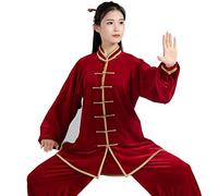 GZSLKSCD Uniformes Tradicionales Chinos de Tai Chi, Ropa de Tai Chi para otoño e Invierno, Uniforme de Tai Chi matutino de Terciopelo (X roja)