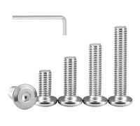 GZSYWZ 10 Piezas Tornillo de Cabeza Plana Hexagonal, Tornillos de Acero Inoxidable A2 V2A M5 x 16mm Tornillos de Rosca Completa para Muebles, Máquina, con llave Allen