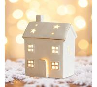 GZWY Decoración navideña LED de cerámica para casa de Navidad, decoración de Navidad, decoración interior, decoración de Navidad, casa de luz, color blanco, casa de pueblo de Navidad con iluminación