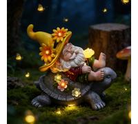 GZWY Figuras solares de jardín de gnomos, decoración de jardín para exteriores, con tortuga y luces LED, decoración para el hogar, balcón, figura Kawaii, regalos para mujeres/mamá, decoración para