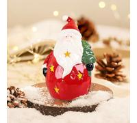 GZWY Minicasa de luz decorativa de Navidad con luz LED, duende de Navidad, figuras de muñeco de nieve, Papá Noel de cerámica, mini casa de luz, portavelas para decoración navideña (B)