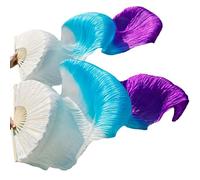 GZXXB Abanicos Largos de Seda 1 Ventilador Derecho + Izquierdo, de Seda Uso Apto para Danza del Vientre(25,120cm-90cm)