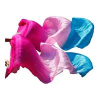 GZXXB Abanicos Largos de Seda 1 Ventilador Derecho + Izquierdo, de Seda Uso Apto para Danza del Vientre(13,120cm-90cm)