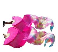 GZXXB Abanicos Largos de Seda 1 Ventilador Derecho + Izquierdo, de Seda Uso Apto para Danza del Vientre(20,180cm-90cm)