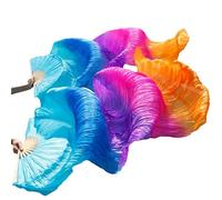 GZXXB Abanicos Largos de Seda 1 Ventilador Derecho + Izquierdo, de Seda Uso Apto para Danza del Vientre(01,120cm-90cm)