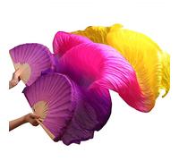 GZXXB Abanicos Largos de Seda 1 Ventilador Derecho + Izquierdo, de Seda Uso Apto para Danza del Vientre(10,120cm-90cm)