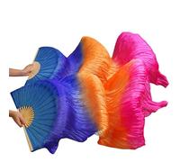 GZXXB Abanicos Largos de Seda 1 Ventilador Derecho + Izquierdo, de Seda Uso Apto para Danza del Vientre(15,180cm-90cm)